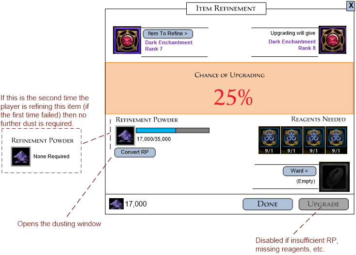 Wireframe: Central result area, components below