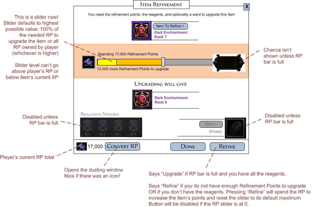 Wireframe: Player sets the RP amount